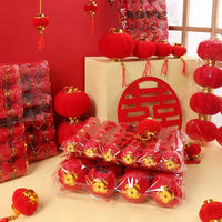 Boules Chinoises Papier Rouge Velours Cadeau