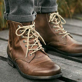 bottes-annee-70-a-lacets-en-cuir-marron-vieilli