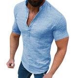 chemise-ample-manches-courtes-col-henley-année 70