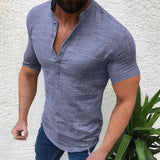 chemise-ample-manches-courtes-col-henley-année 70