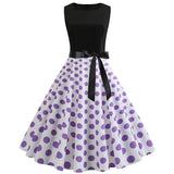 robe-annees-90-blanche-pois-violets